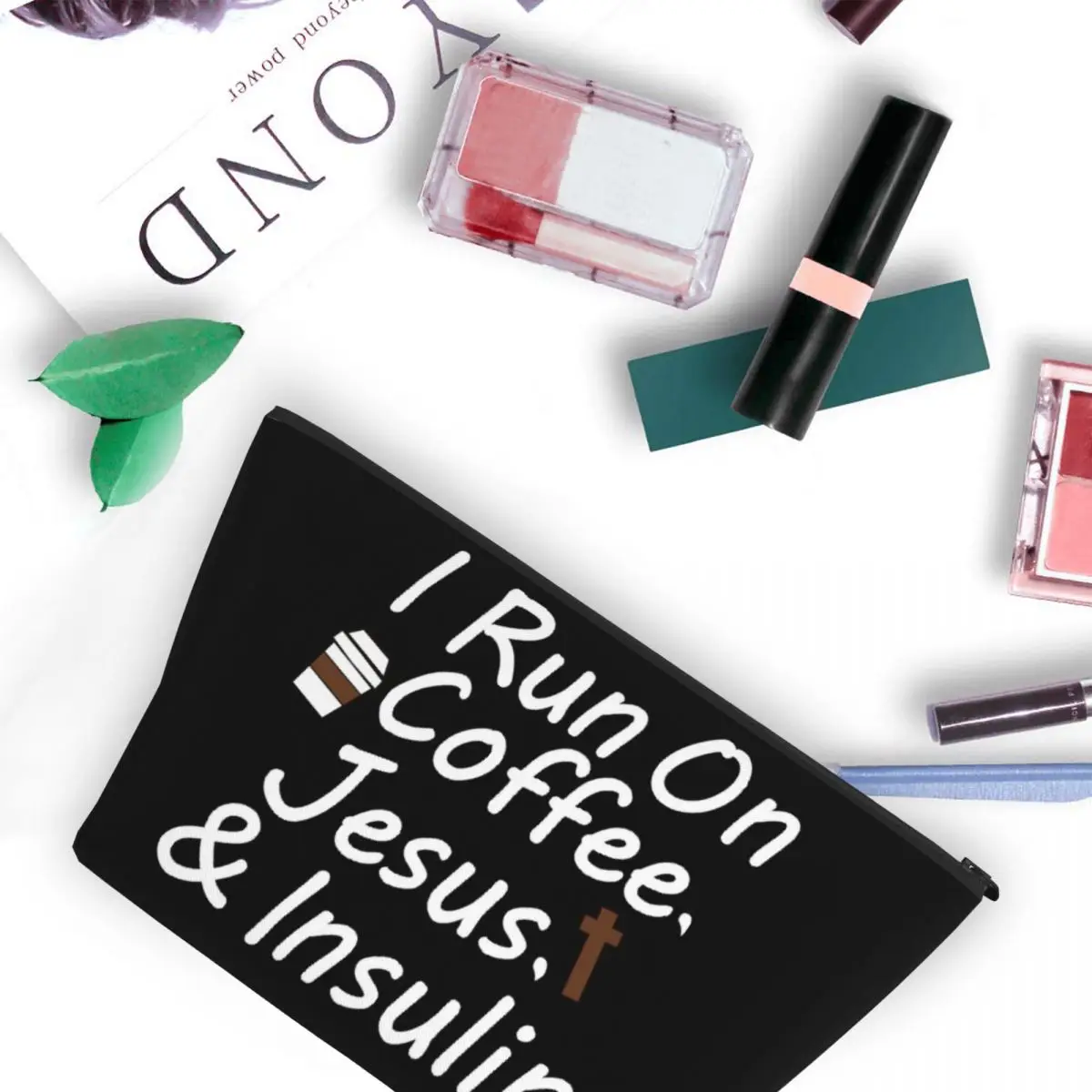 

Я бегую на кофе, Иисусусе и инсули, женские косметички, дорожный органайзер для макияжа, сумка для хранения туалетных принадлежностей, чехол для комплекта Dopp