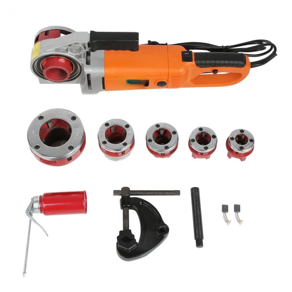 6 Dies Portable Electric Power Pipe Threading Machine Kit 1/2