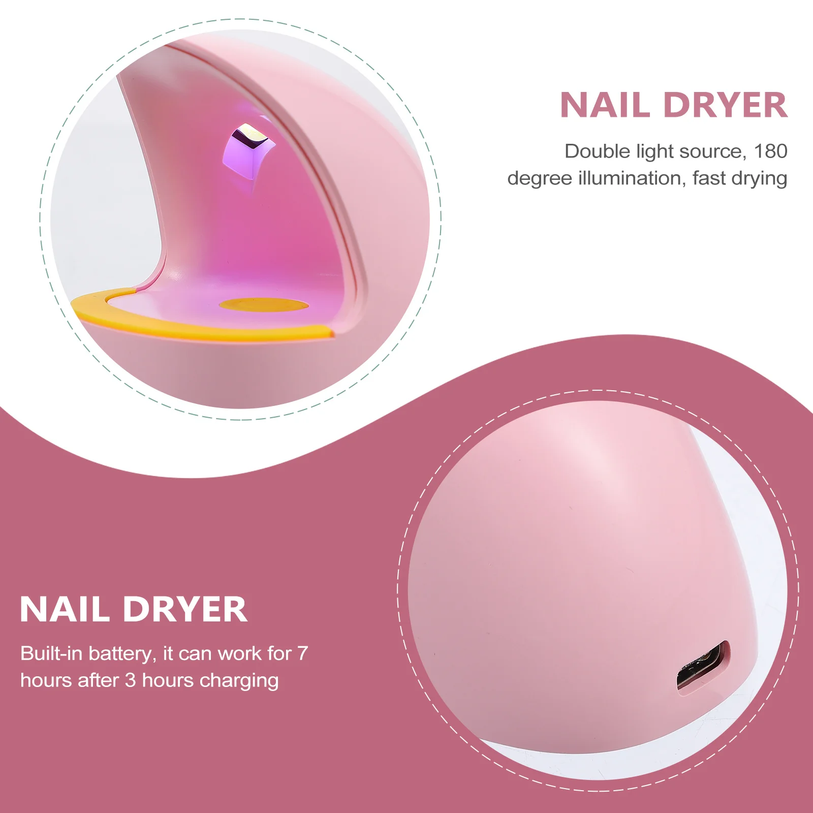 

Art Lamp 365Nm 405Nm Mini Led Gel Drying Light Usb Powered 7H Fast Dry 180° Illumination Nail Dryer Lamp