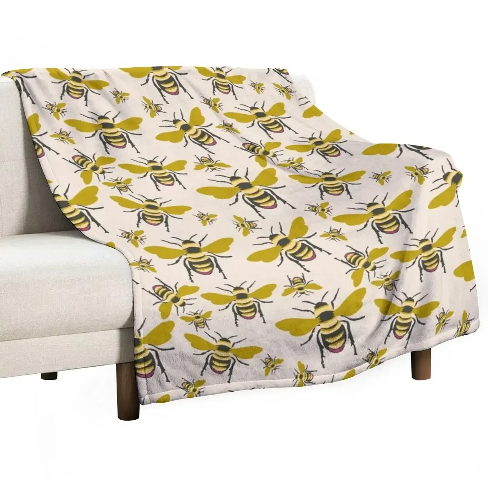 

Vintage Honey Bees repeat pattern Throw Blanket Sofa Quilt Plaid Beach Blankets Sofas Of Decoration Blankets