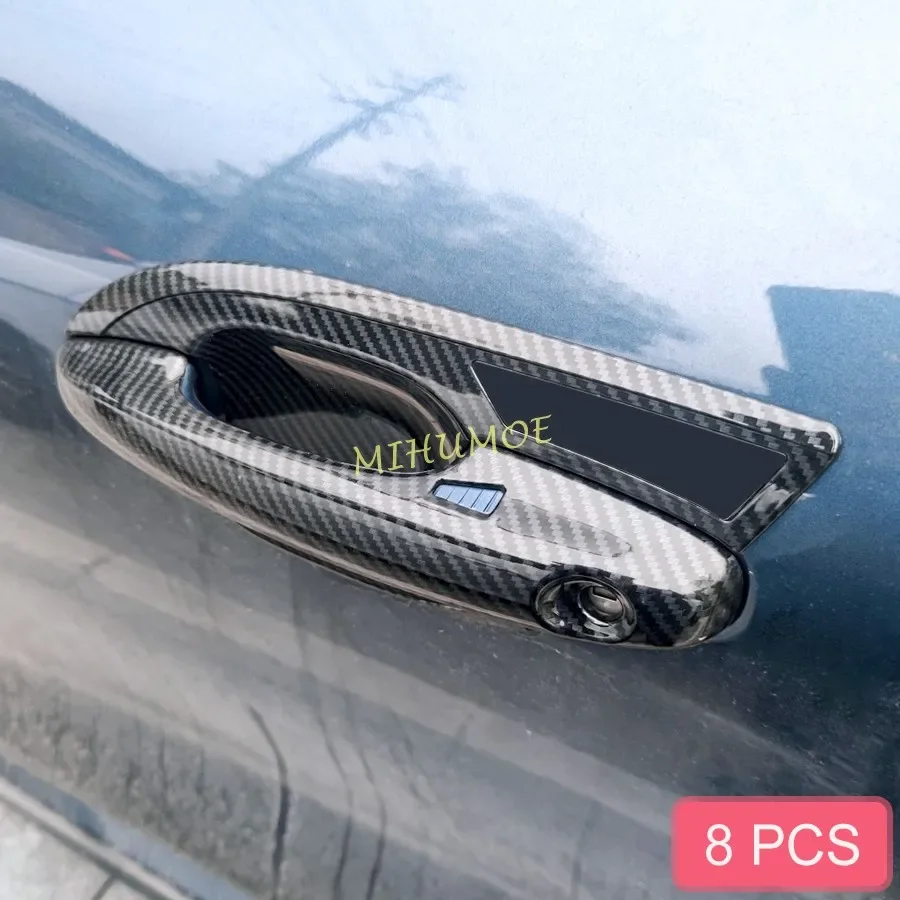 Door Handle Cover + Surrounds Trims For Ford Escape Kuga 2020 2021 2022 2023 2024 2025 Carbon Fiber