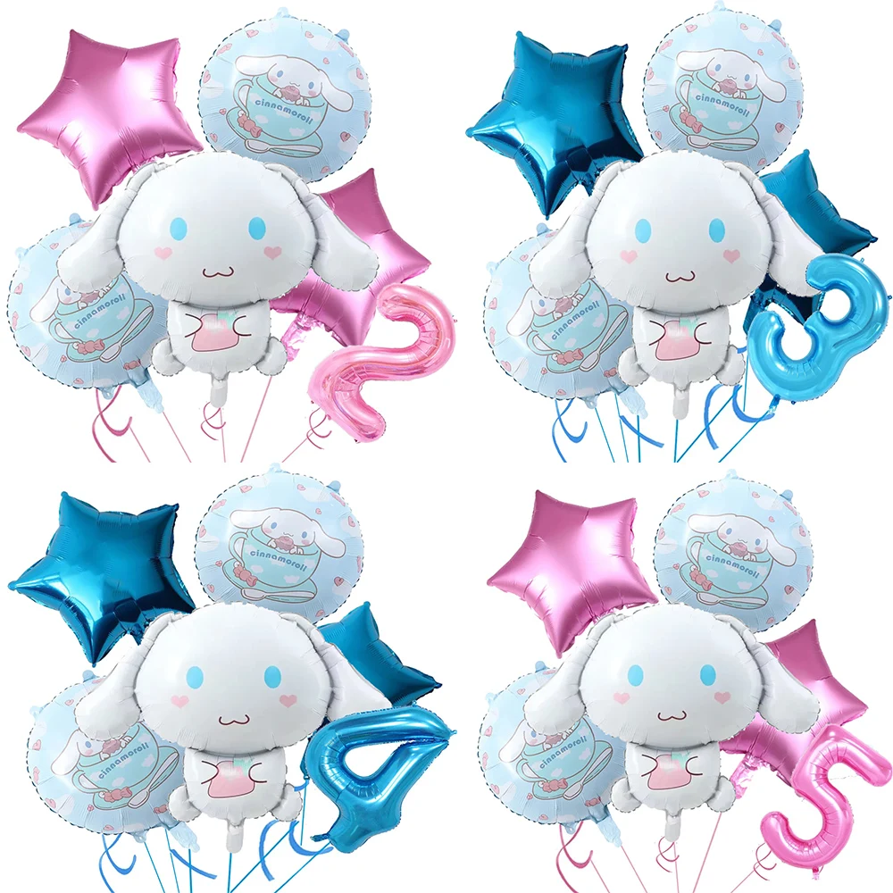 Cartoon Cinnamonroll Balloon Number Set  Birthday Party Decoration Cute Sanrio Children's Foil Balloons Girl Boy Scene Gift toys