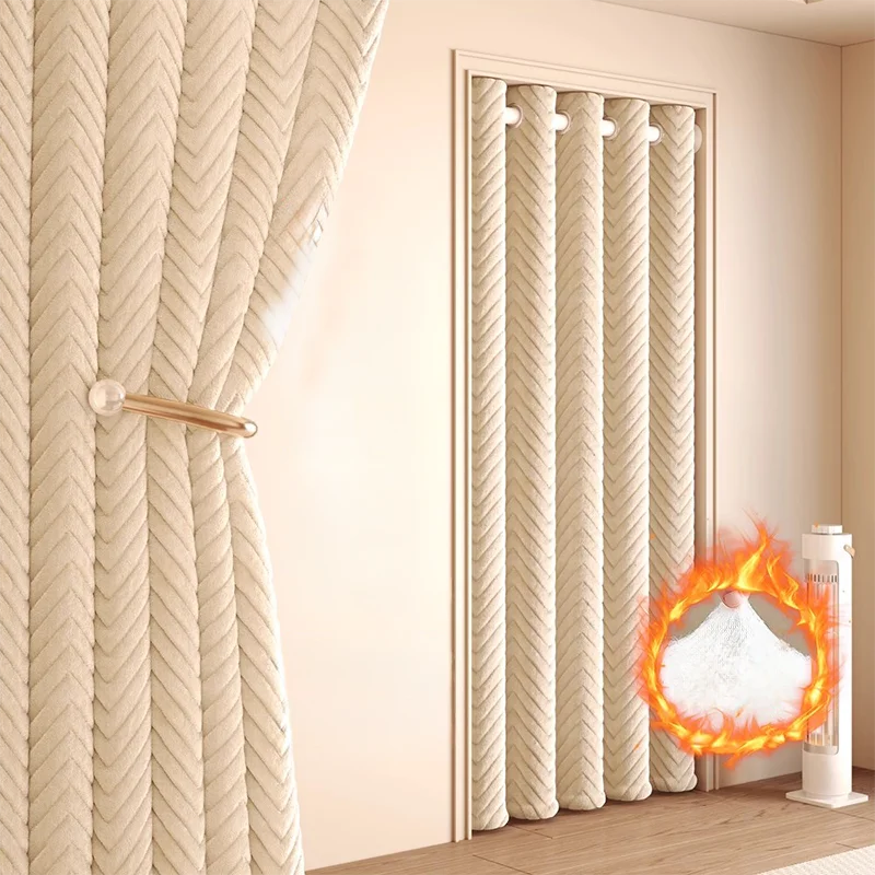1Pcs    100% Polyester Chevron Thermal Insulated Curtain, Energy Saving & Noise Reducing for Home