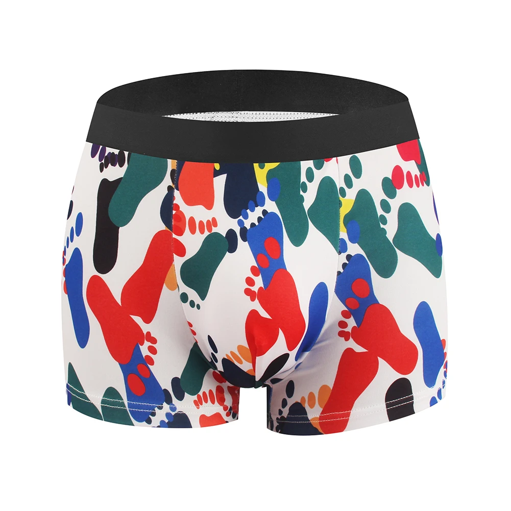 Mens Seamless Boxer Briefs Print Shorts Underwear Bikini Pouch Panties Casual Loose Underpants Homewear Comf Panties