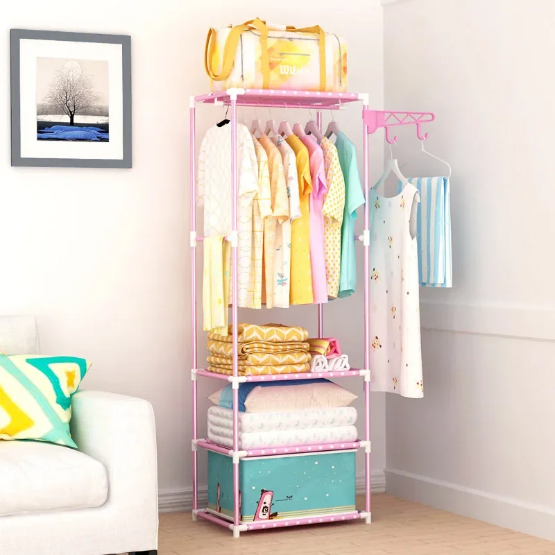 Multifunctional Clothes Rack, Floor Mounted Double Row