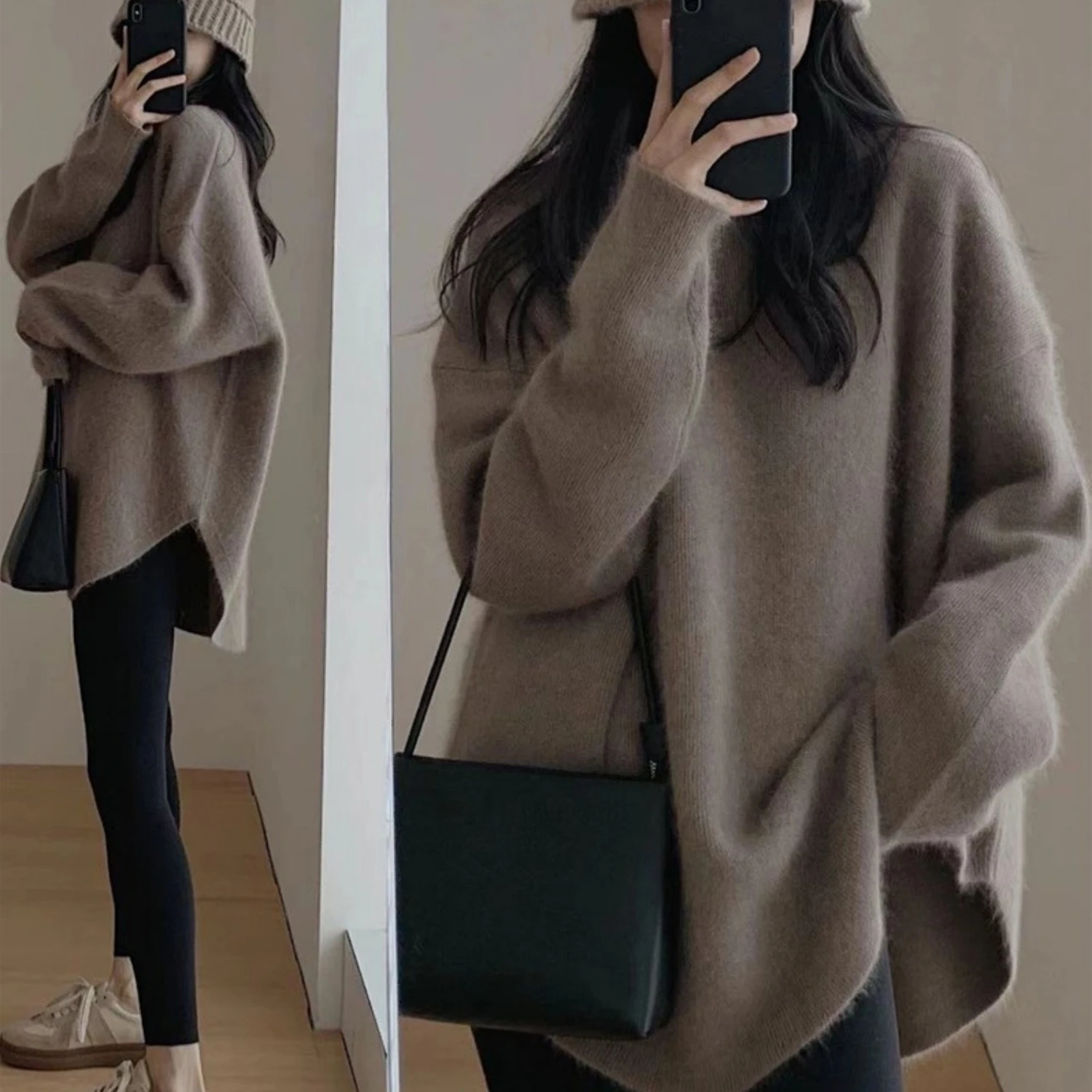 Women's soft knit sweater, a mixed-use soft style, long retail city commuter polyester mixed casual top, Autumn Winter