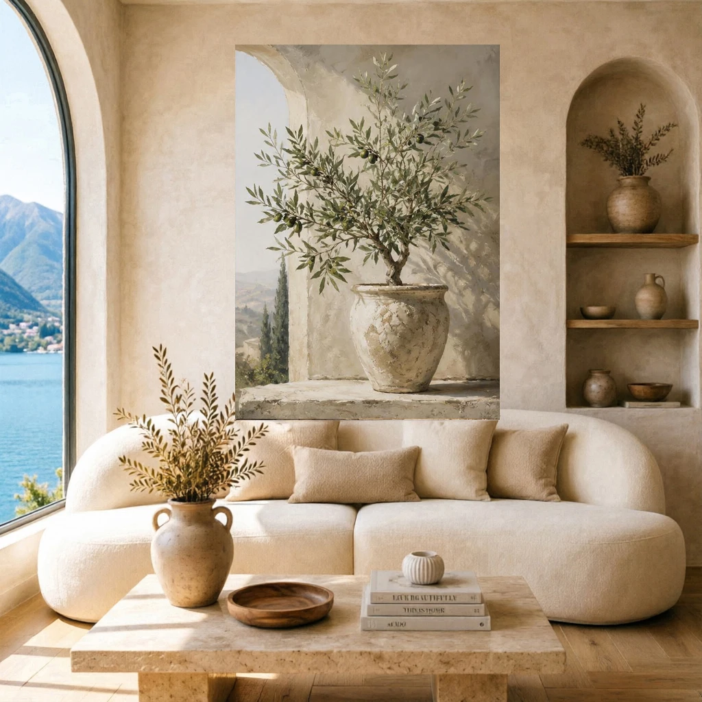 Mediterranean Olive Tree Print, Rustic Botanical Wall Art, Neutral Kitchen Poster, Tuscan Farmhouse Decor, Olive Branch Art, No