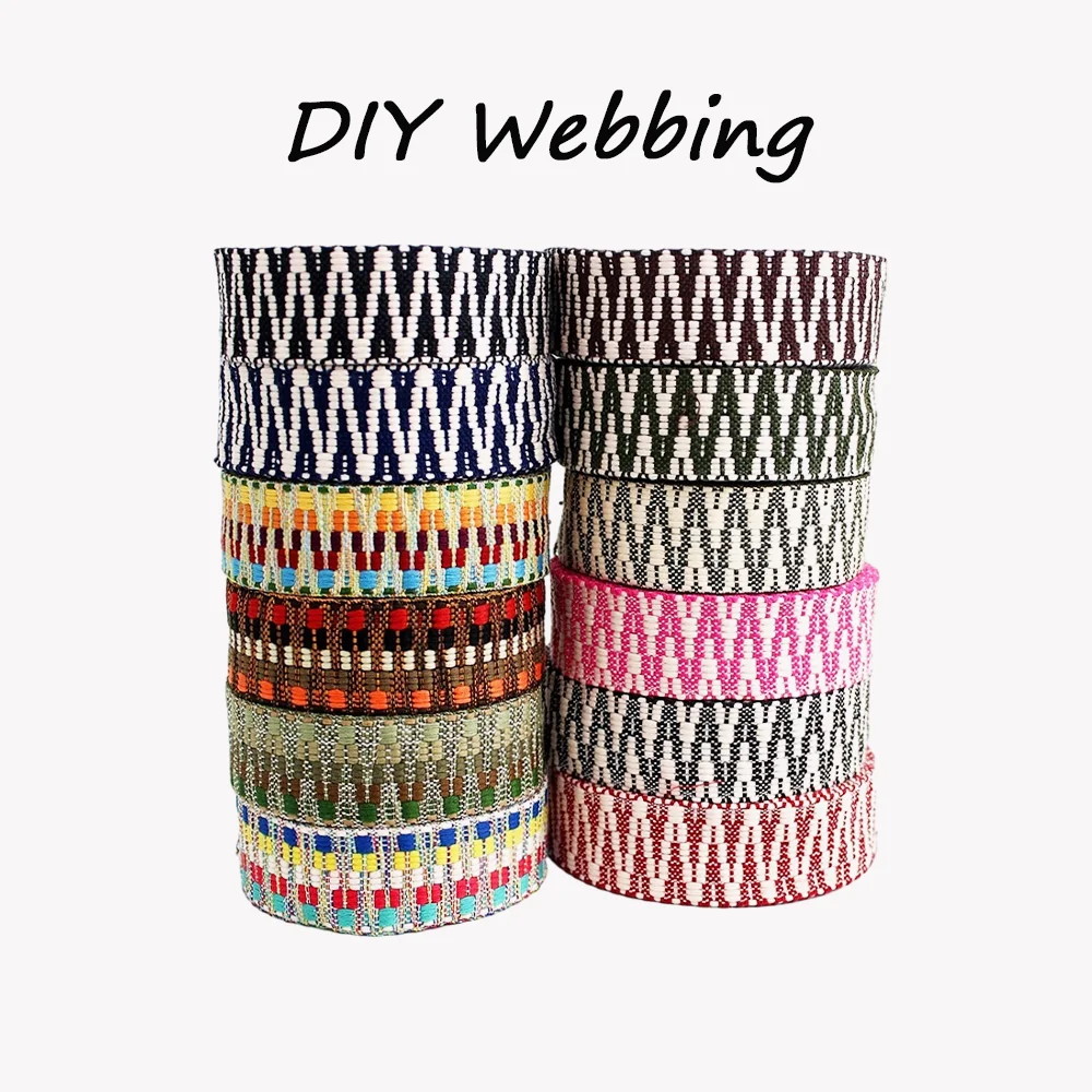 5/10/20/50yards 38mm Jacquard Webbing Ethnic Precision Weaving Quality Guaranteed Bag Replacement Belt Sewing DIY Accessories