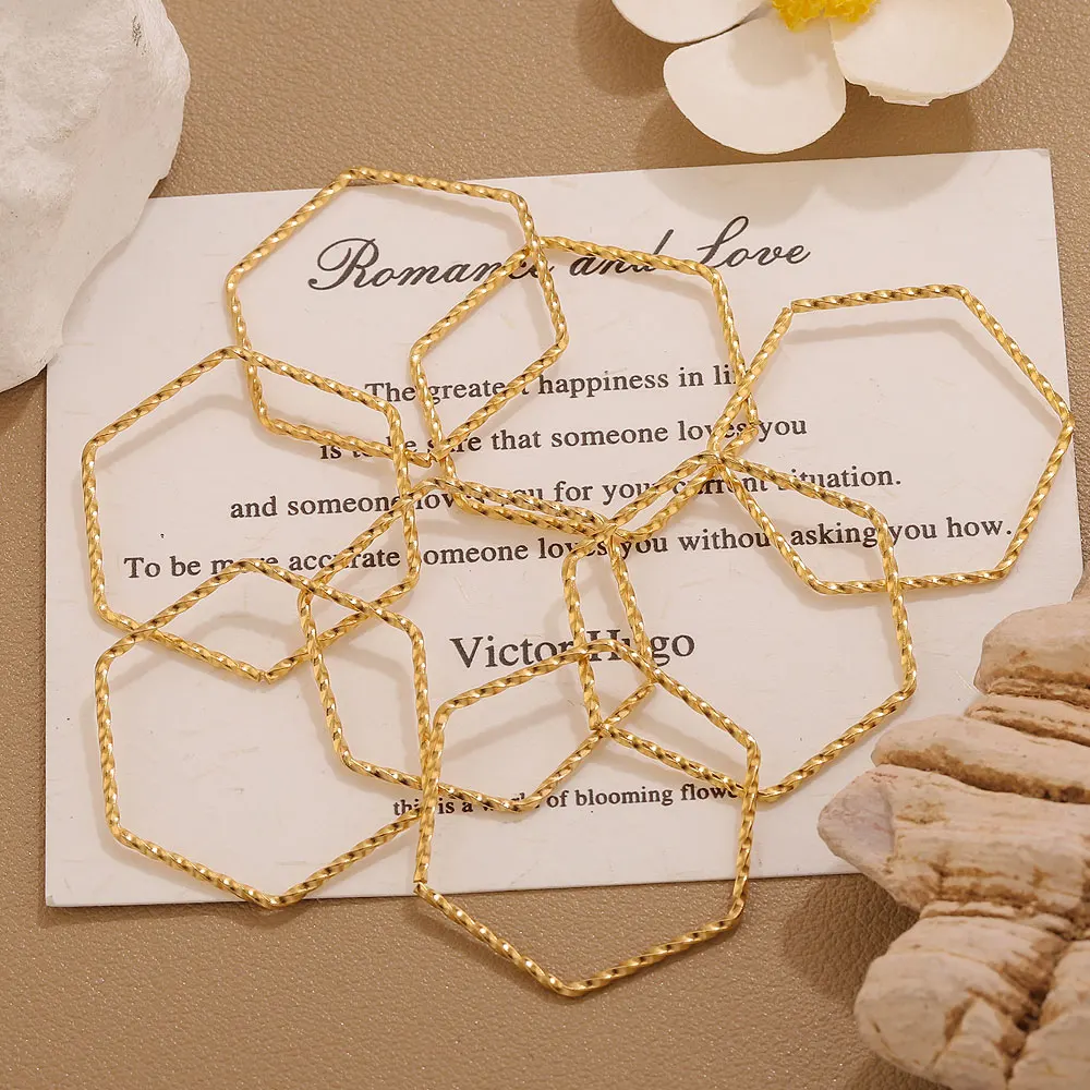 10 Stück Edelstahl Sechskant-Twist Große Kreisförmige Schmuckverbinder DIY-Verbinder Ohrringfassungen Blanko-Schmuckzubehör – Detail 3