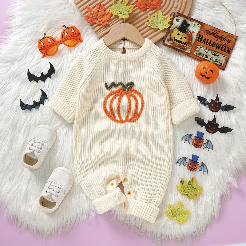 Halloween Infant Toddler Boys Girls Rompers Jumpsuits Winter Long Sleeve Knit Newborn Outwear Playsuits Costume Children Clothes