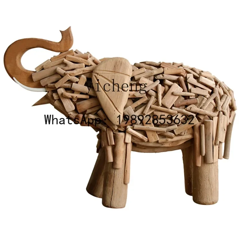 W7-  Wooden Animal Creative Ornament Elephant Office Desk Home Opening Decoration home decoration accessories