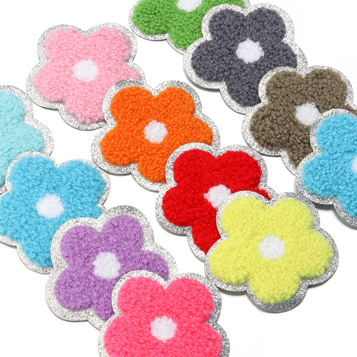 10pcs 6cm Color Flowers Patches Embroidery Towel Ironing Applique for DIY Clothing Hats Bag Patch Sewing Decoration Supplies