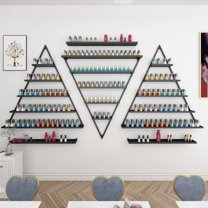 

Nail art shelf Wall hanging Triangle nail polish glue Cosmetics shelf Display rack Internet celebrity decoration Wall shelf