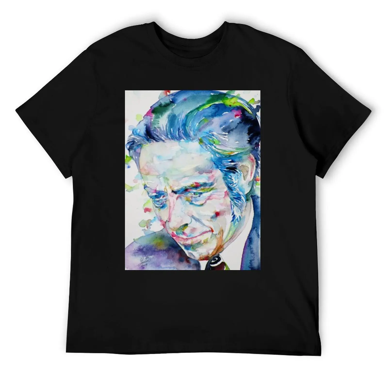 

ALAN WATTS watercolor port T-Shirt man t shirts for men casual mens graphic t shirts T-Shirt