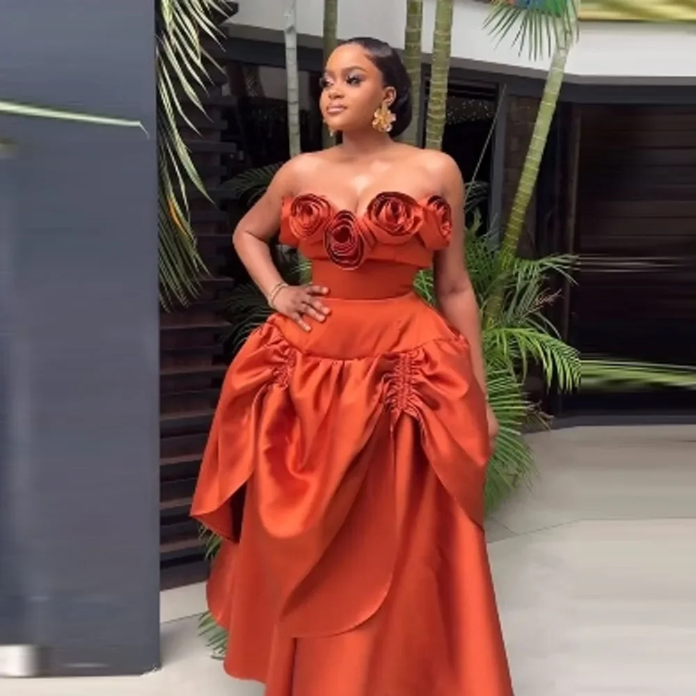 Vestido de fiesta de flores de Navidad, vestidos largos con capas de satén y escote en forma de corazón, vestidos de noche de fiesta con cremallera en la espalda, vestidos de cumpleaños Aso Ebi