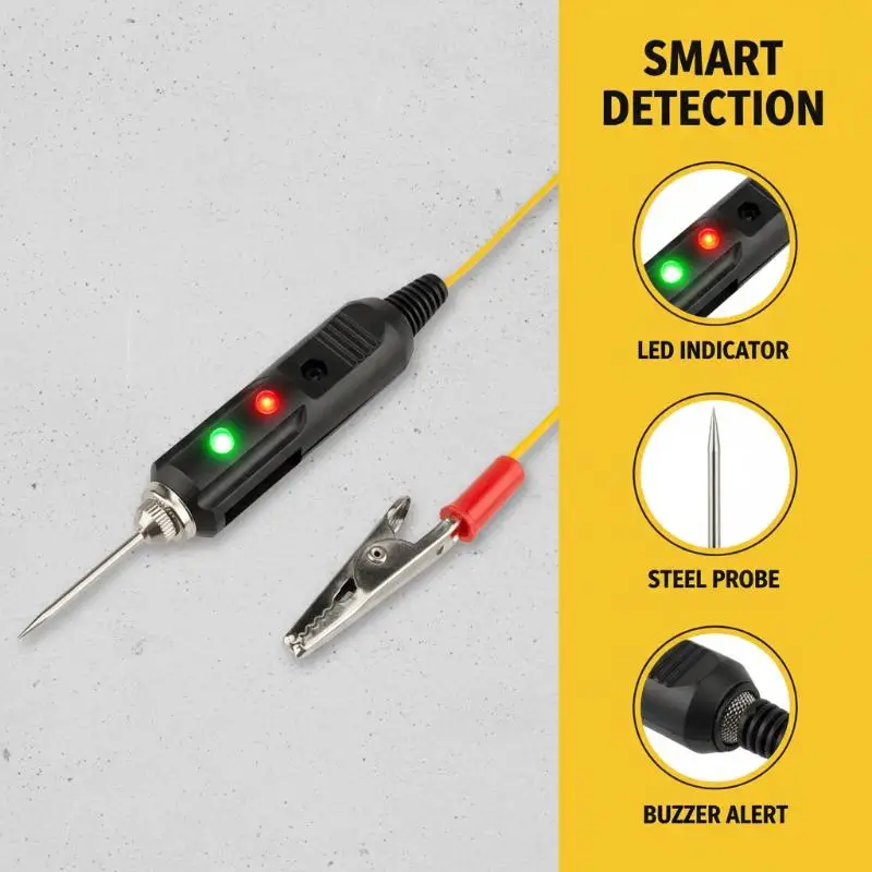 1PC Plastic Multifunctional Automotive Voltage Tester DC6-24V Dual-color LED Car Voltage Test Probe With Buzzer High Sensitivity