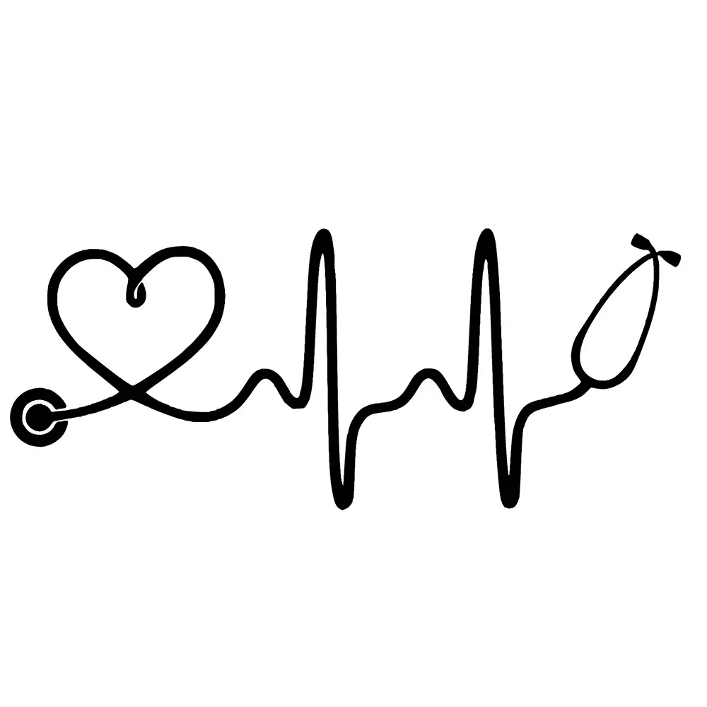 Personality Nurse Stethoscope Heartbeat Car Sticker Personality Sticker Scratch Decorative Motorcycle Car PVC, 15cm