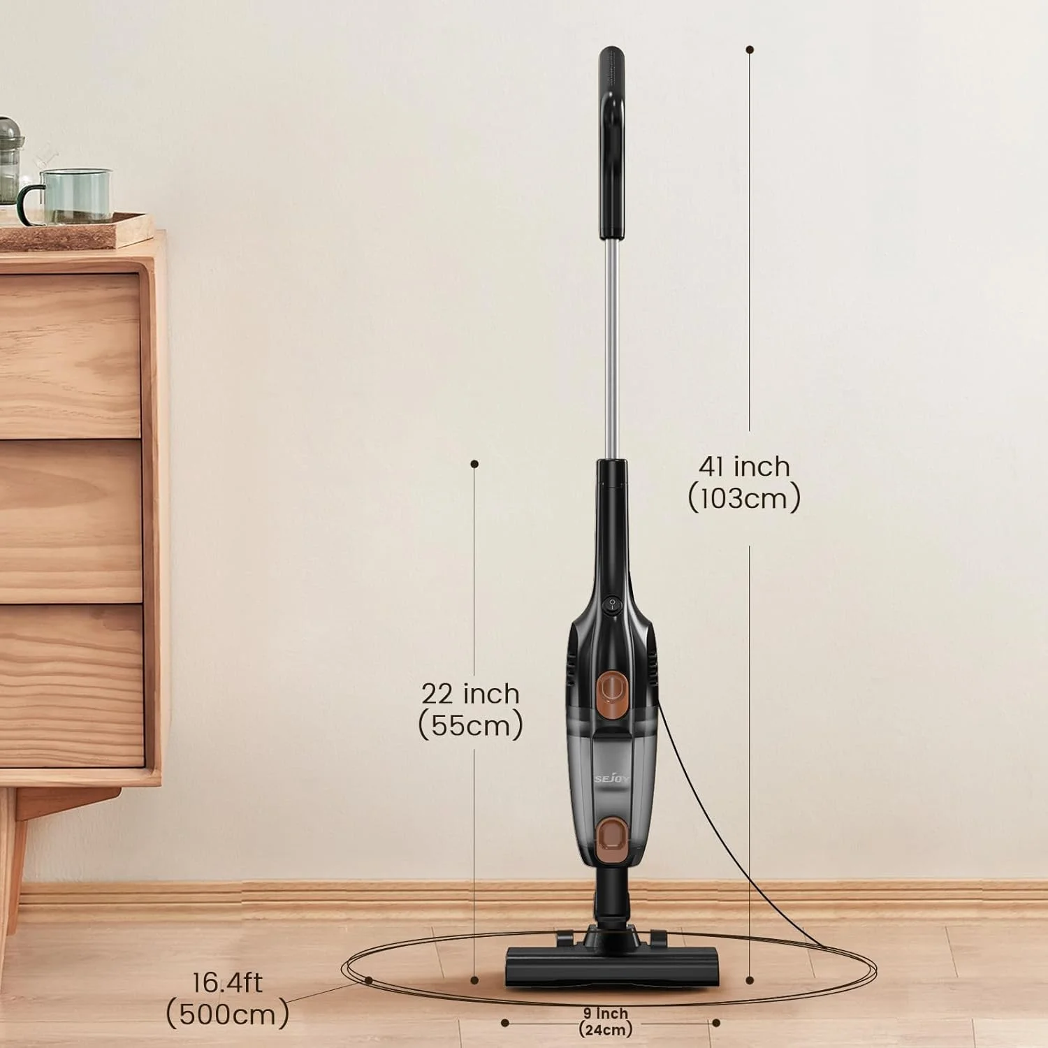 Sejoy 3 in 1 Stick Vacuum Cleaner Lightweight Corded Vac with Handheld, Powerful Suction Small Dorm Vacuum Cleaner Portable with