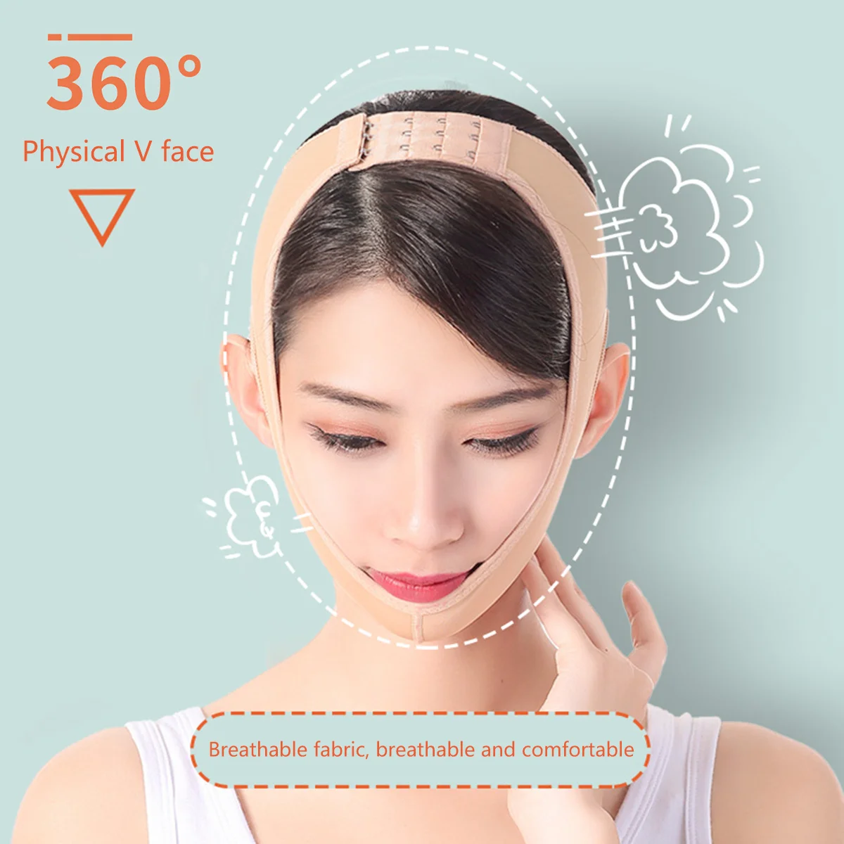 Cintura per il lifting del viso regolabile e traspirante per il supporto del mento che stringe la pelle del doppio riduttore del mento sottile