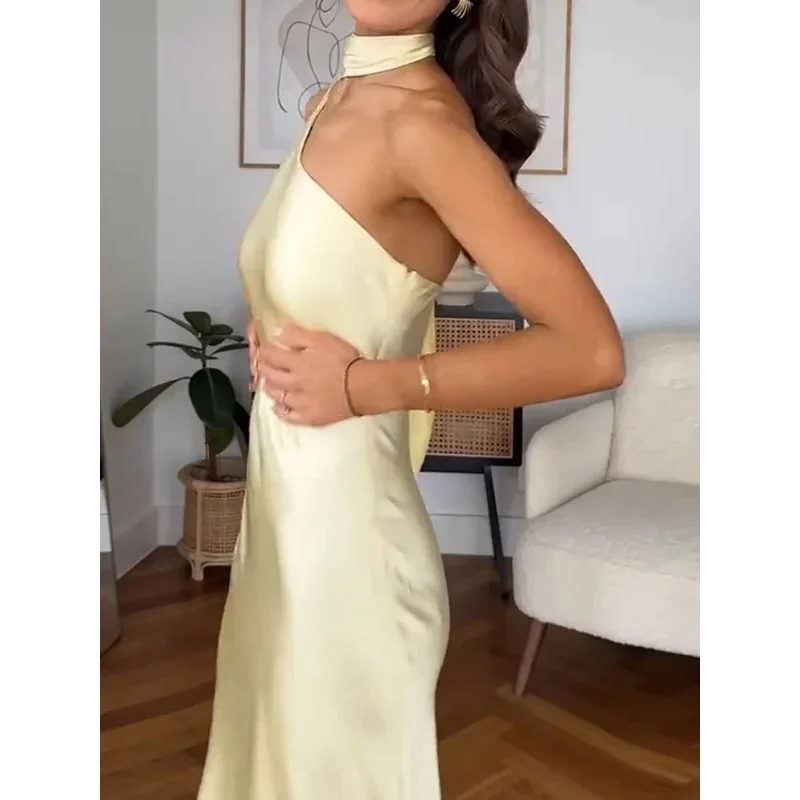 Bonny Chic Diagonal Collar Women Casual Dress Elegant Ladies Sleeveless Party Dress Female Sexy Hollow Out Solid Dresses Vestido