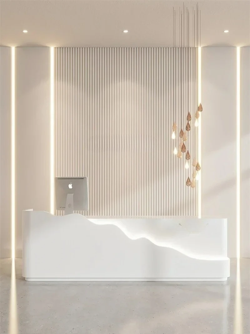 Simple modern beauty salon bar counter clothing shop paint checkout page  training institutions company reception desk