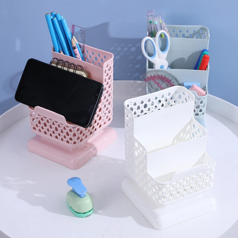 School Stationery Makeup Organizer Desktop Storage Box Container For Cosmetics Stationery Plastic Organizer School Office Supply