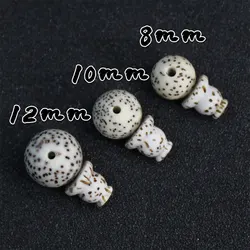 5 sets Natural Bodhi Seed Carved Round Ball Three Holes Connector Beads Tri Links DIY Necklace Bracelets Rosary Prayer Jewelry