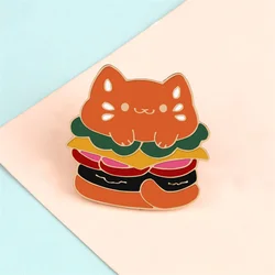 Creative Cartoon Food Brooches Custom Cat Hamburger Enamel Pin Shirt Bag Button Badges Gift for Kids Friends Lapel Pins Jewelry