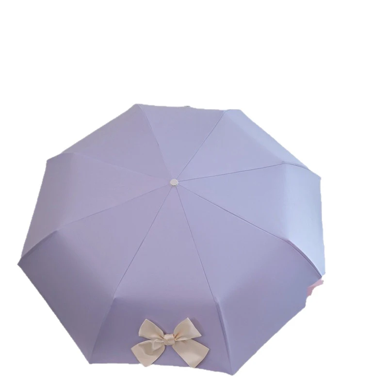 Fully Automatic Bow-Tie Umbrella, Sun Umbrella, Foldable Black-Coated Dual-Use Umbrella, Student Sunshade Umbrella, Solid Color view 5