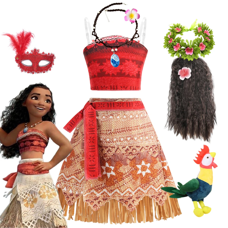 

Disney Movie Ocean Adventure Halloween Cosplay Role Play Girls Dress Costume Moana Dress Up Vaiana Princess Costume