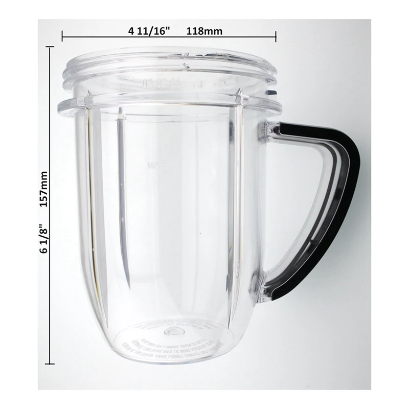 Parts 30 Ounce Cup Jar With Handle Mug With Lip Ring Part, Compatible For Nutribullet RX 1700W NB-301, 2 Pack