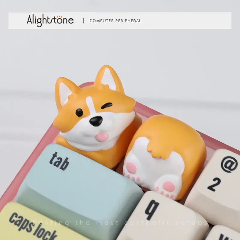 Original Corgi Theme Animation Keycap Mechanical Keyboard Resin Custom Keycap PC Game Keyboard Accessories Cartoon Gift Collect
