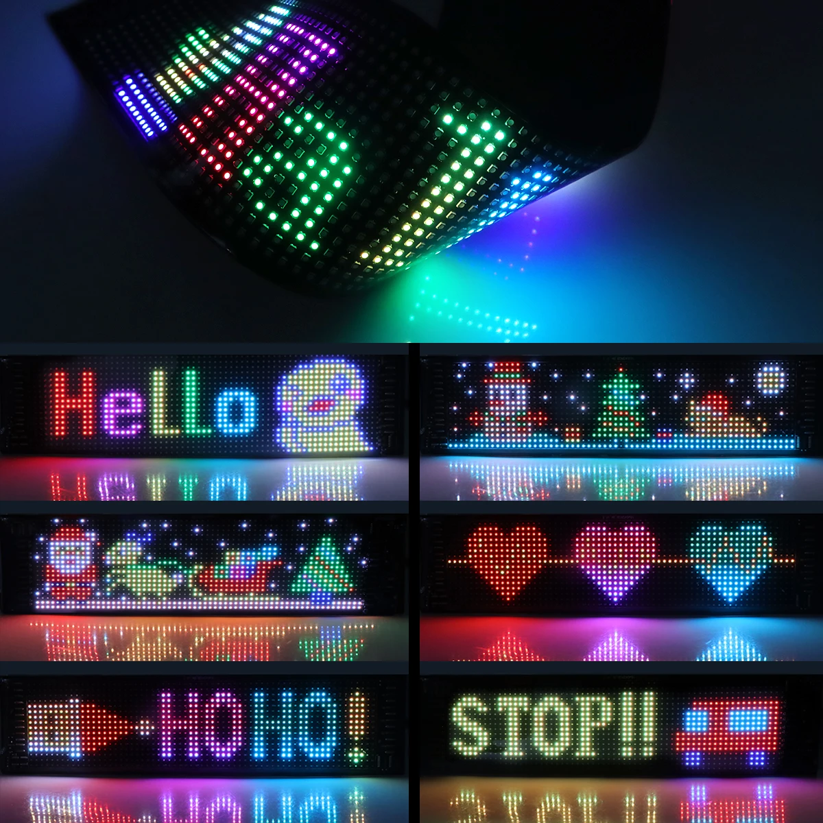 Wodoodporny ekran matryca LED RGB Panel oświetleniowy lampa USB znak zwijany Logo z literami tekstowego aplikacji Bluetooth do reklamy Eurocup