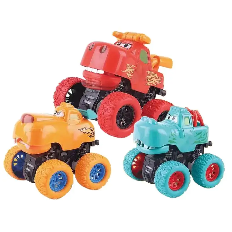 3Pcs Monsters Truck Toys Cartoon Machines Car Model inertia SUVs friction powered cars Early Educational Toddler Vehicle Set