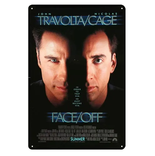 Face Off - John Travolta - Nicolas Cage - Movie Metal Poster Tin Sign