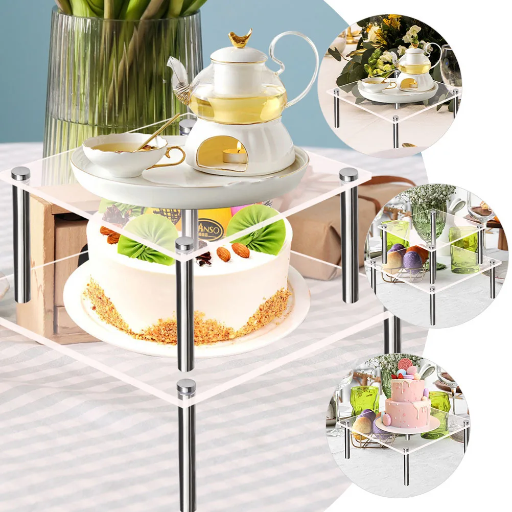 

3Pcs Transparent Cake Stand Desktop Dessert Holder Modern Design for All Occasions Decorative Display for Sweets and Treats