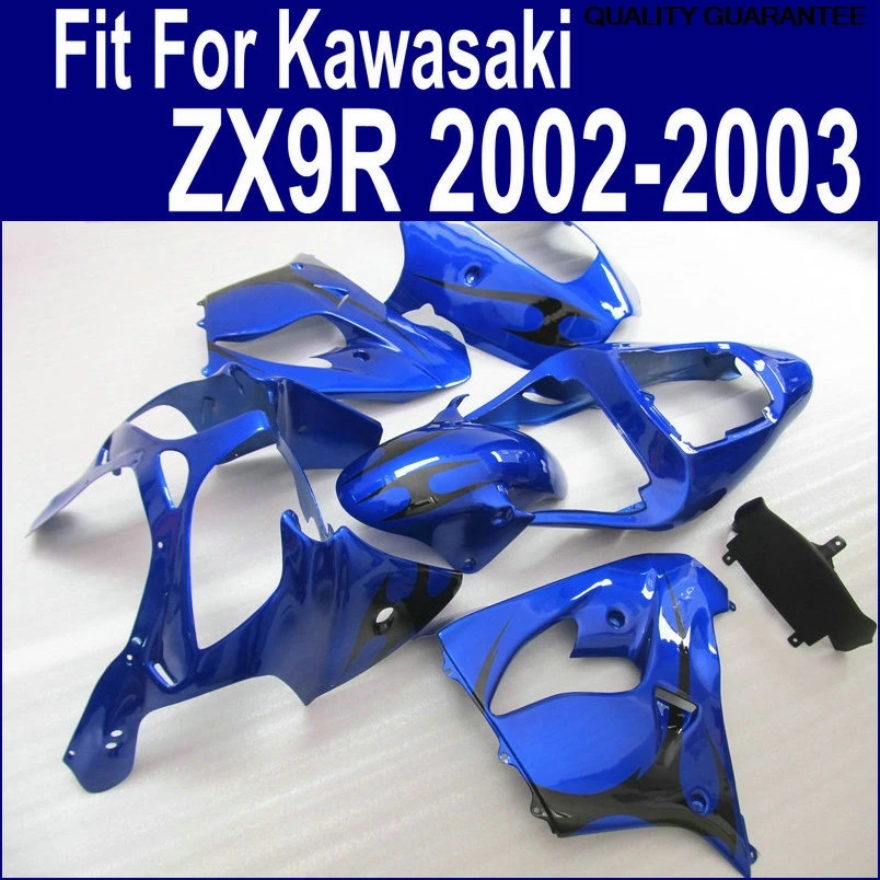 

All New ABS Plastic Fairing Kit For Kawasaki ZX9R 02 03 Blue Black Fairings Set ZX9R 2002 2003 EO38