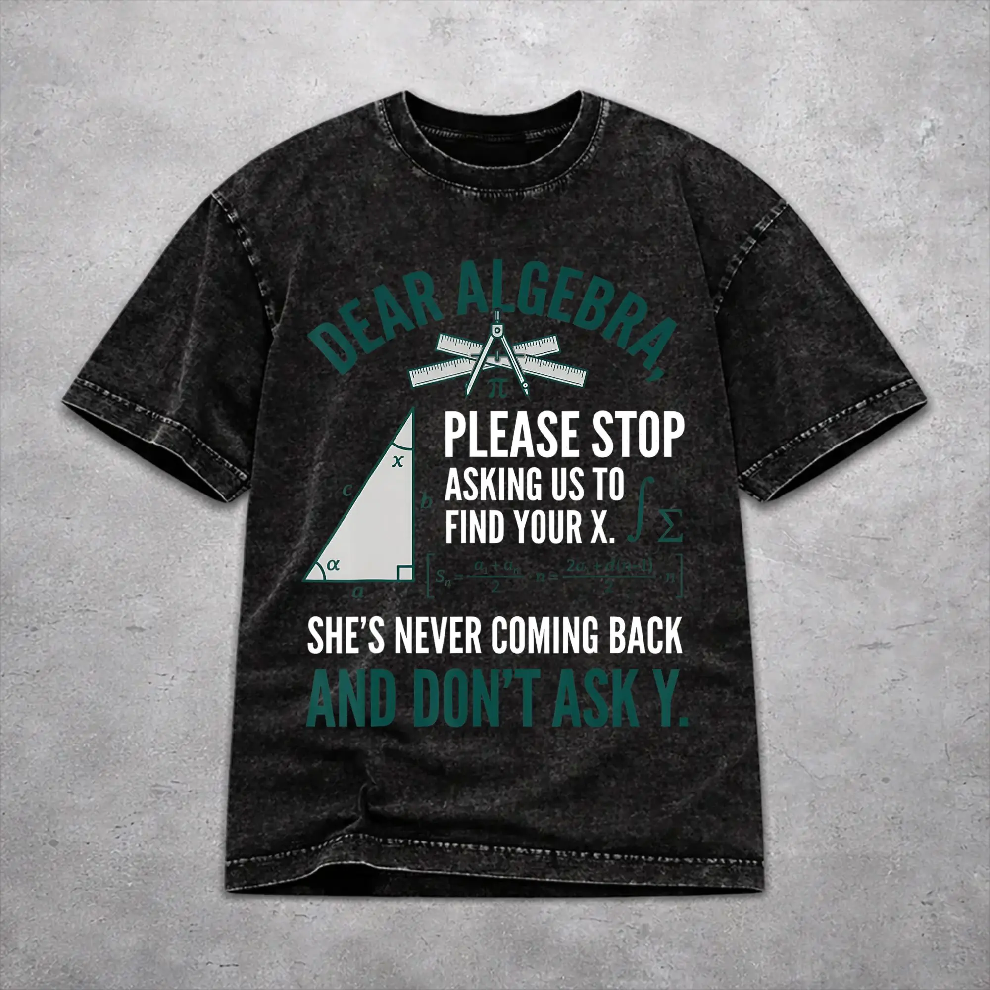 Dear Algebra Stop Asking Me to Find Your X Maths Funny Joke  T Shirt Hip Hop Washed T-Shirts for Men Women Streetwear