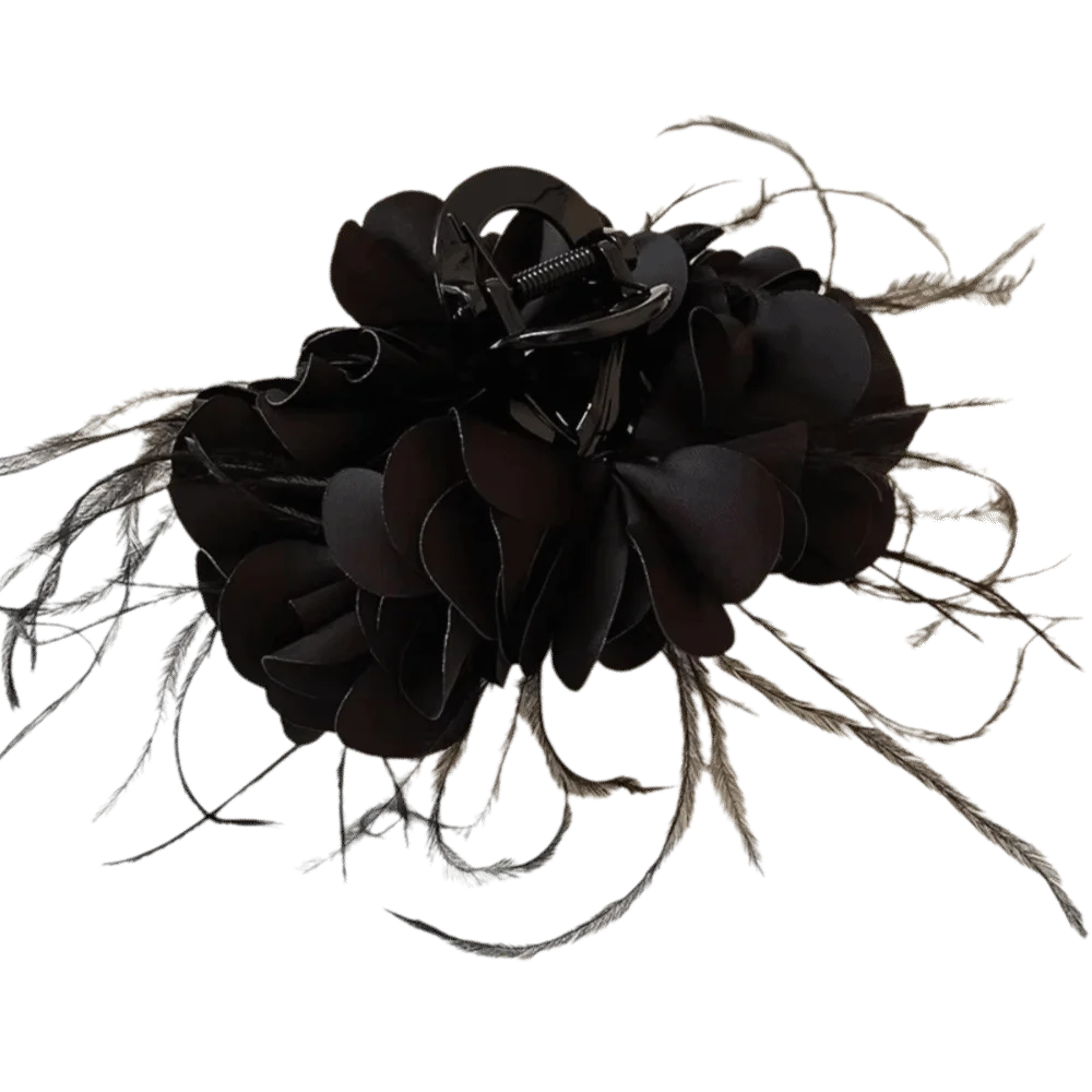 Pinza para el pelo de plátano multicapa elegante, horquillas de flores plisadas rojas, lazo, pluma, Clip de tiburón, vacaciones de verano