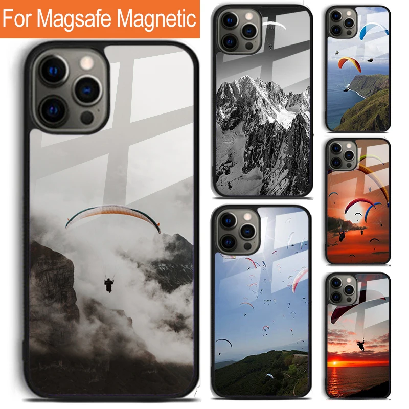 Paragliding Paraglider Phone Case For iPhone 16 15 14 13 12 11 Pro Max Plus Magsafe Magnetic Wireless Charging Cover