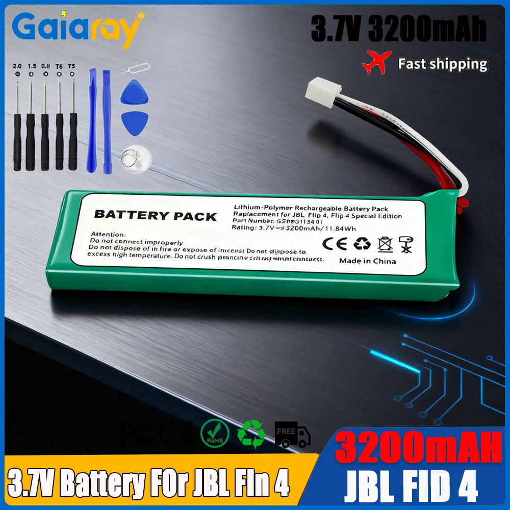 1-4pc 3.7V Battery For JBL Flip 4 3200mAh Rechargeable Battery GSP872693 01 For JBL Speaker Special Edition Lithium Battery Pack