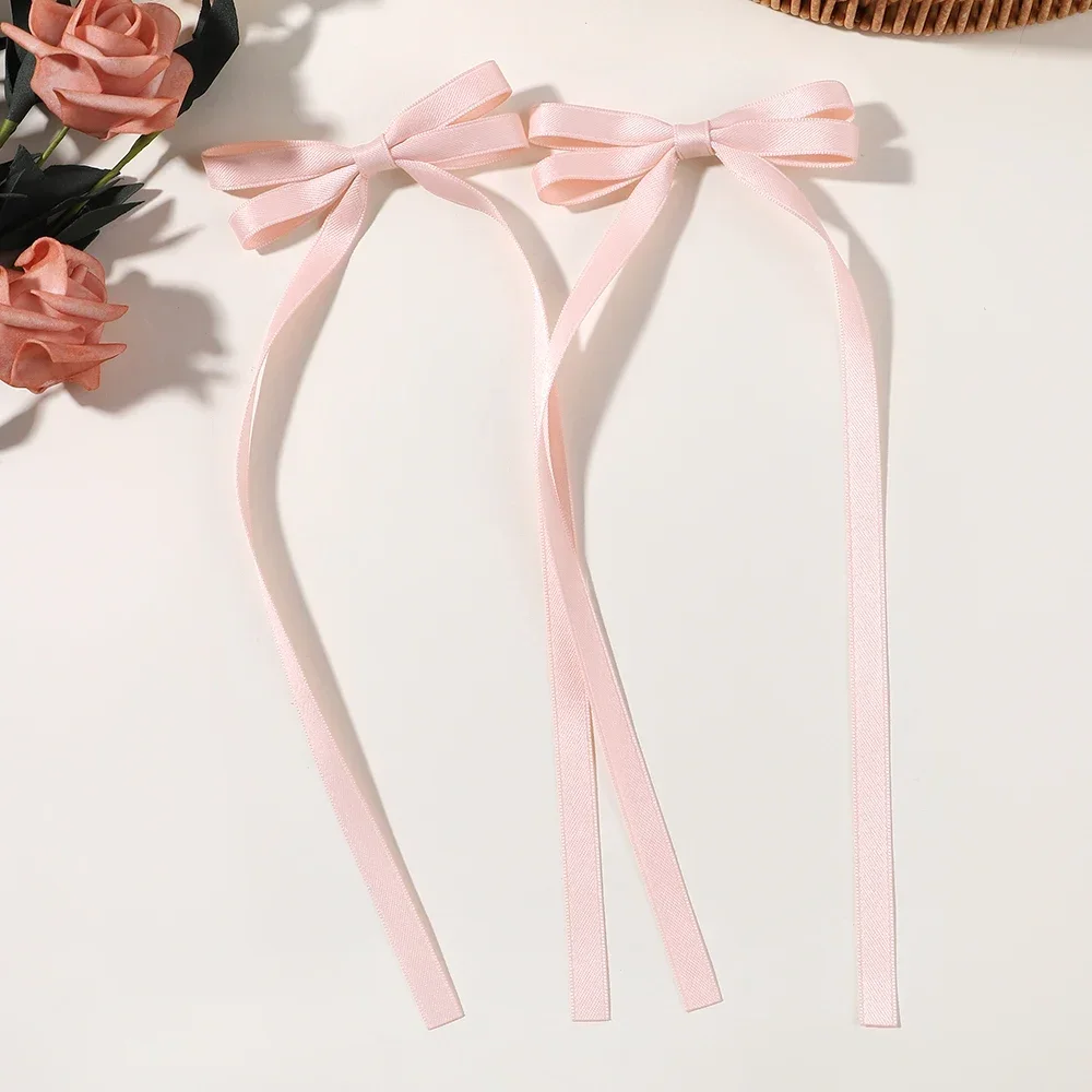 2PCS New Cute Ribbon Bow Headband Long Tassel Hair Clip Women\'s Hair Accessories Girls Party Headwear Side Clips Wholesale