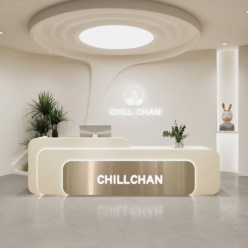 Office Modern Reception Desks Podium Futuristic Checkout Rostrum Reception Desks European Mostrador Recepcion Bar Furniture