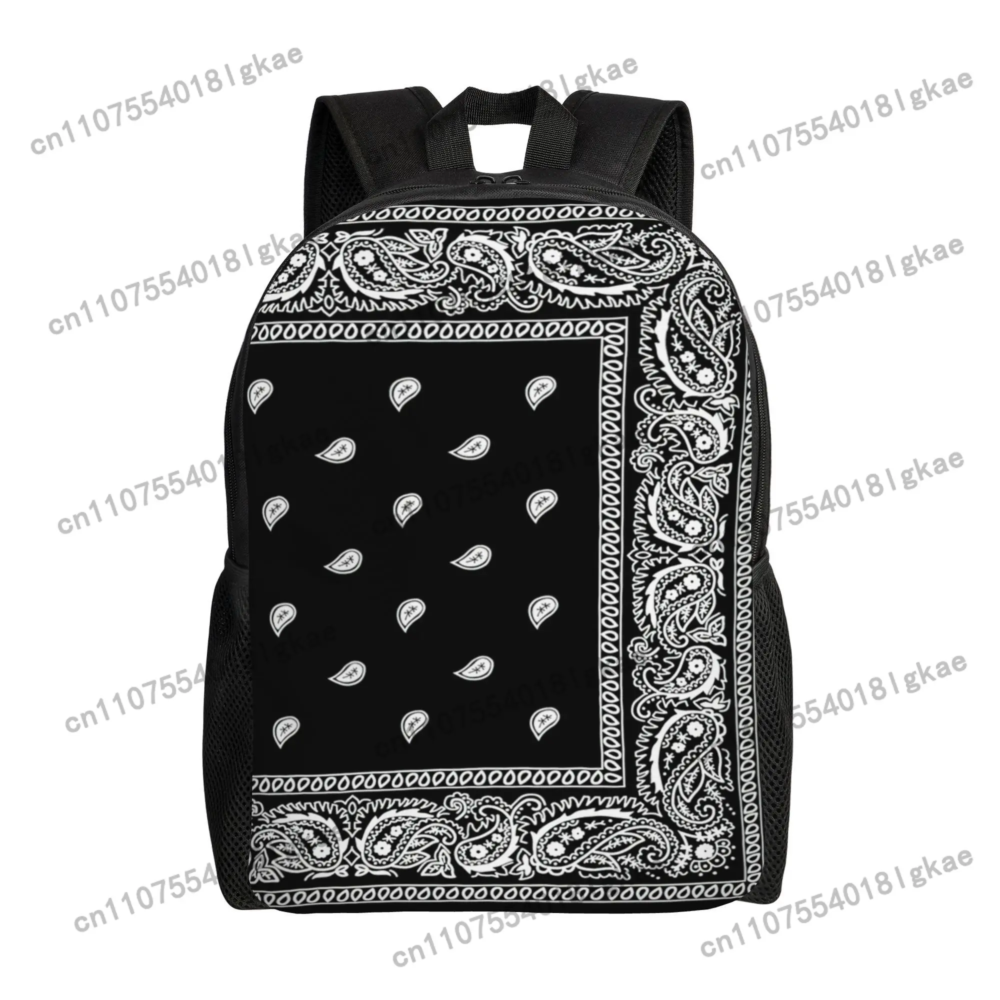 ZLIENSZUS Men's Minimalist Bandana Backpack - Black & Bandana Color Options, One-Surface Design, Compact Everyday /College, Casu
