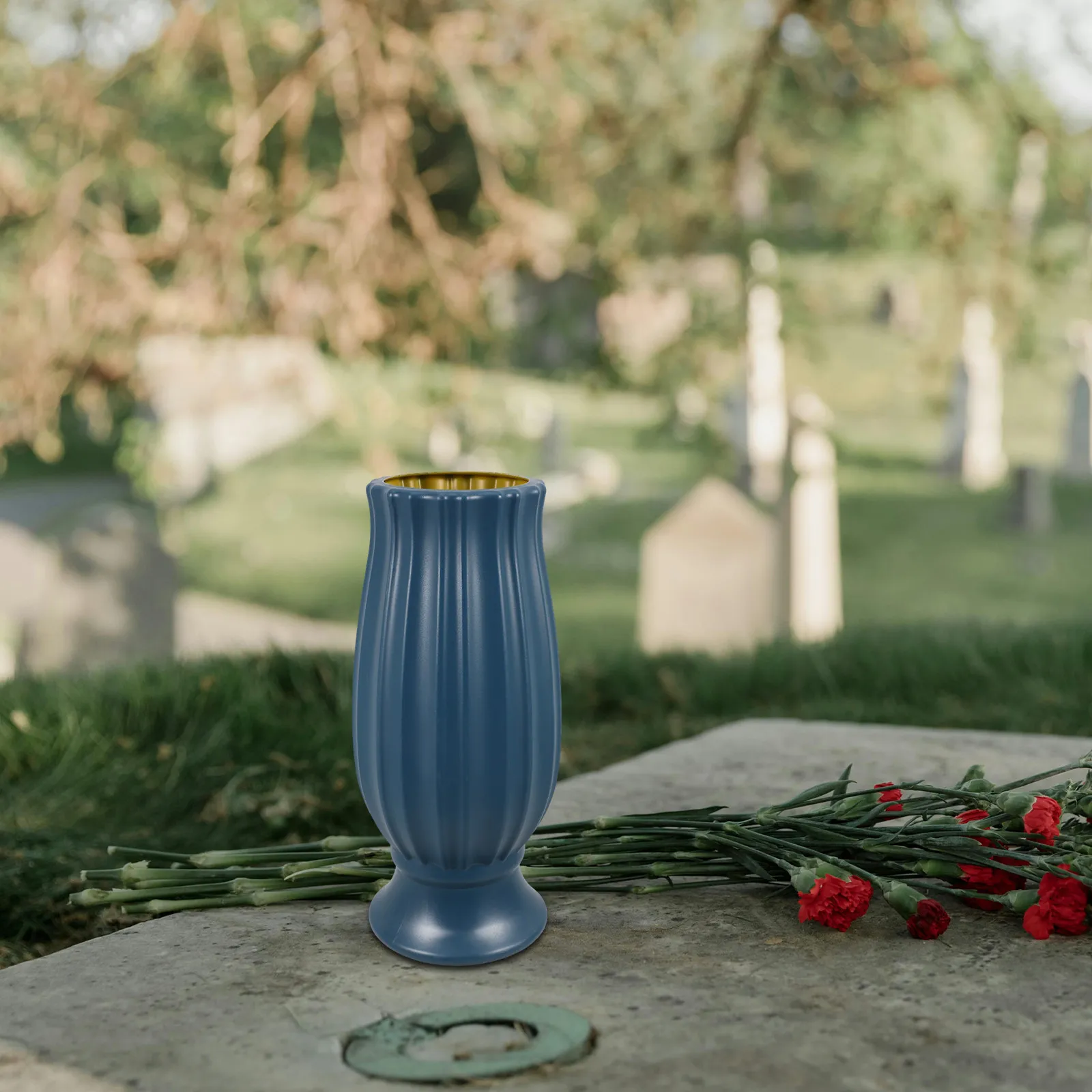 2Pcs Cemetery Floral Holders Memorial Vases for Graves Weatherproof Plastic Grave Flower Vases Headstone Mountable Outdoor Use