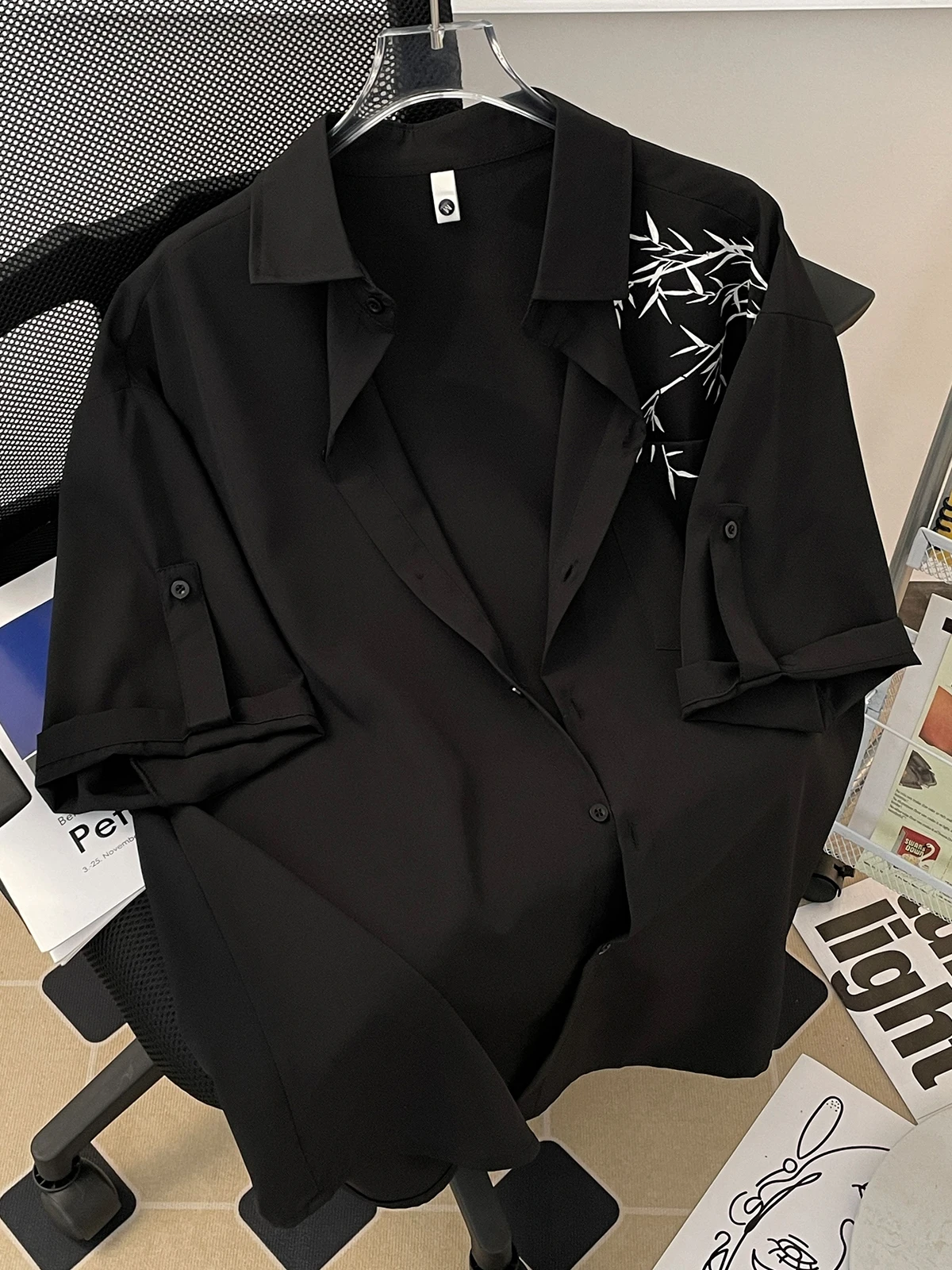 

Summer Thin Ice Silk ort Sve irt Men's Printed Casual Trendy Versatile Haome Cheered irt Breathable Lightweight