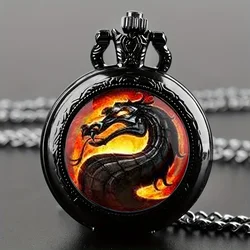 Kreative Retro schwarze Drachen Tier Halskette Anhänger Quarz Taschenuhr Geschenk Anhänger Uhr für mlae Teenager Kinder Relogio Saati