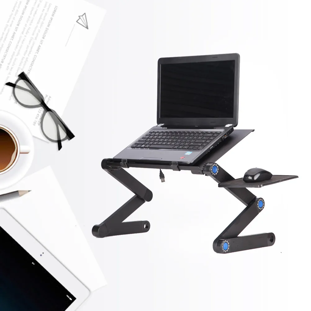 

Folding Laptop Desk with Adjustable Legs Portable Metal Stand for Bed Or Couch Use with Heat Dissipating Vent Design