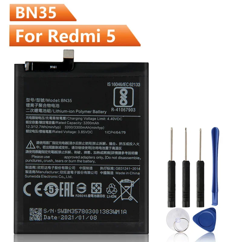 

NEW Replacement Phone Battery BN35 For Xiaomi Redmi 5 5.7 Redmi5 BN35 Rechargeable Battery 3300mAh