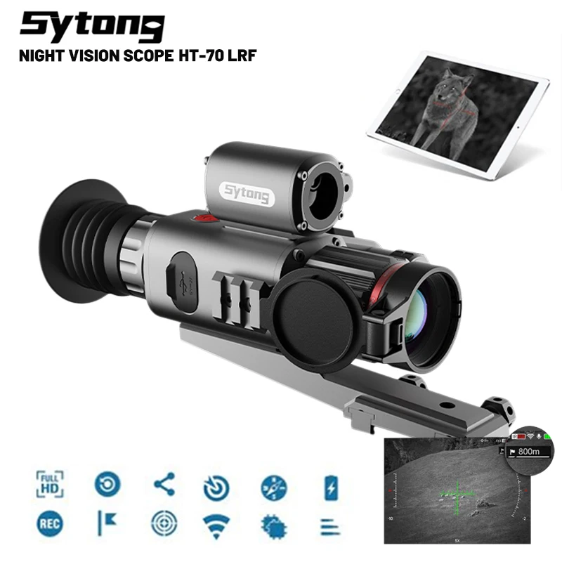 

New SYTONG HT-70 LRF Night Vision Scope Built Ballistics Calculator Integrated Infrared HD- NV Sighting Optic Hunting Monocular